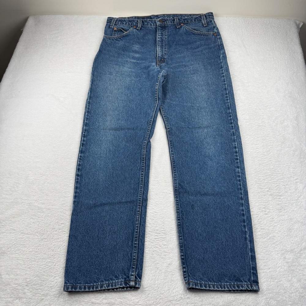 Vintage Levi's 505 Jeans Mens 38x32 Blue Orange Tab Talon 42 Zip Made in USA